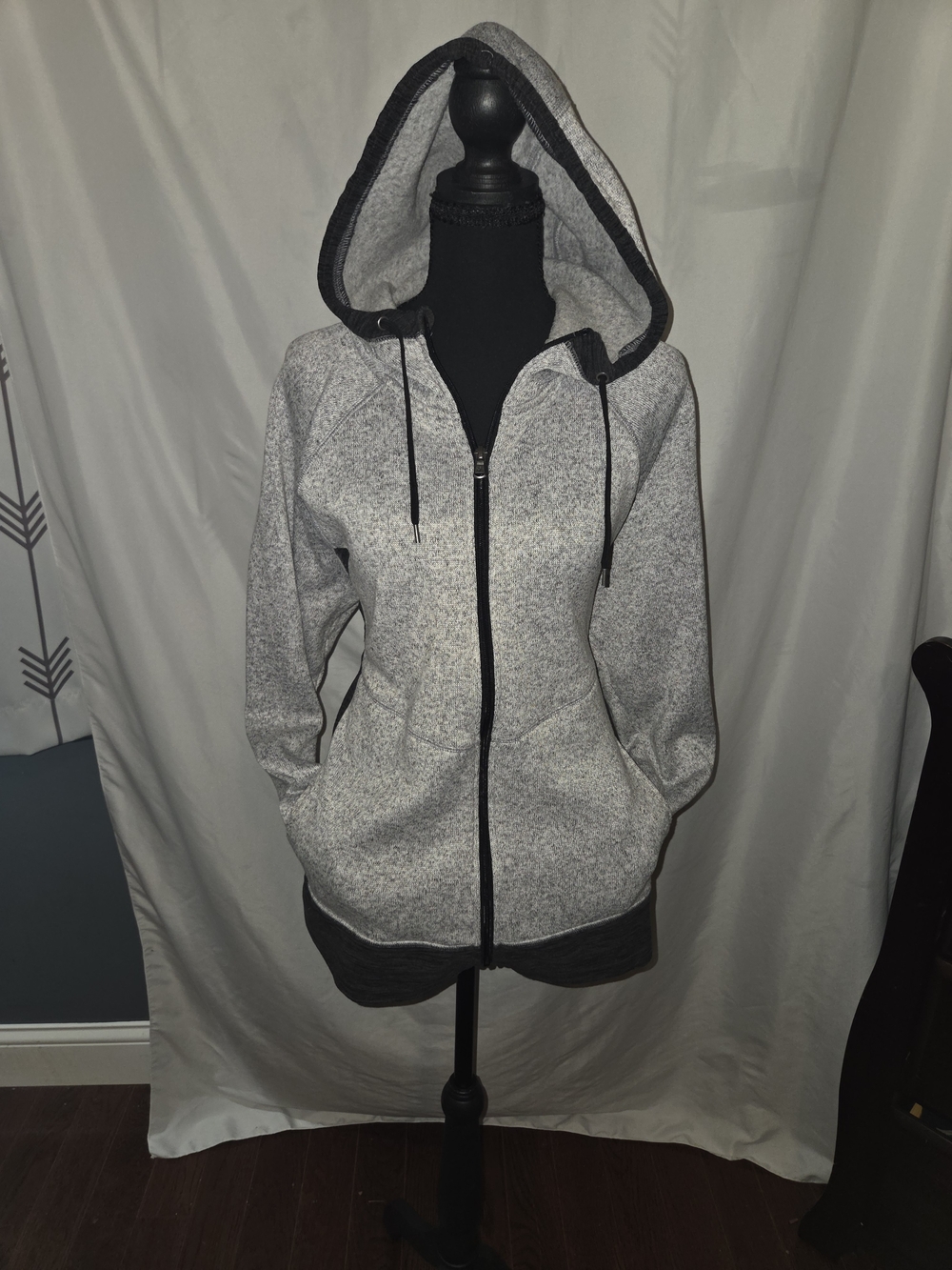 Heather Gray Zip-Up Hooded Women's Sweatshirt